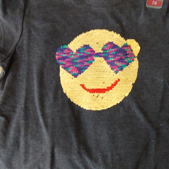My Favorite Tee Gray Sequin Smiley Face 7/8 Or 6X - Picture 5 of 5